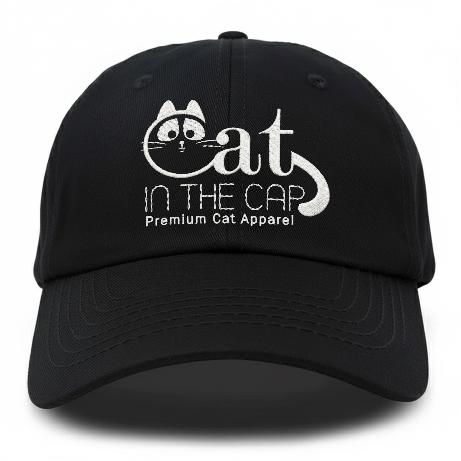 Cat In The Cap Embroidered Hat
