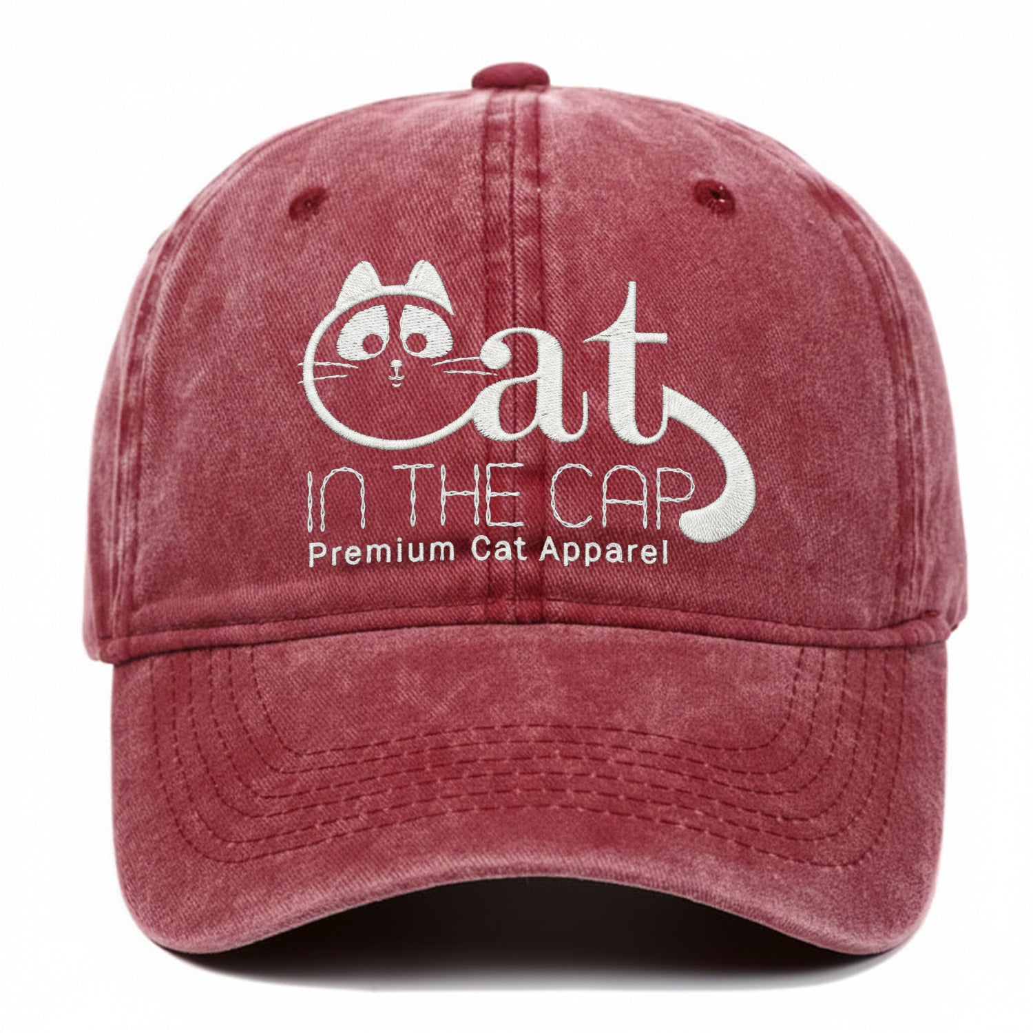 Cat In The Cap Embroidered Hat