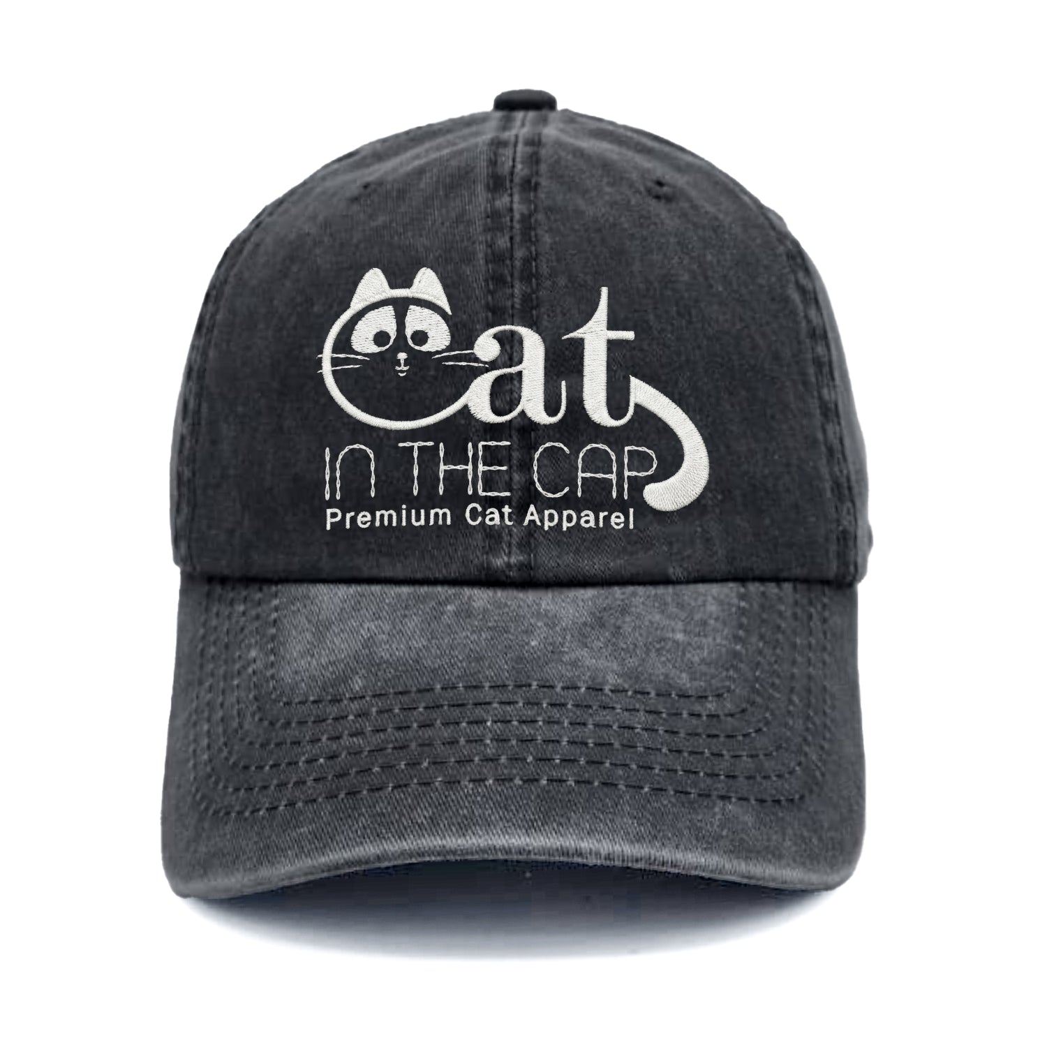 Cat In The Cap Embroidered Hat