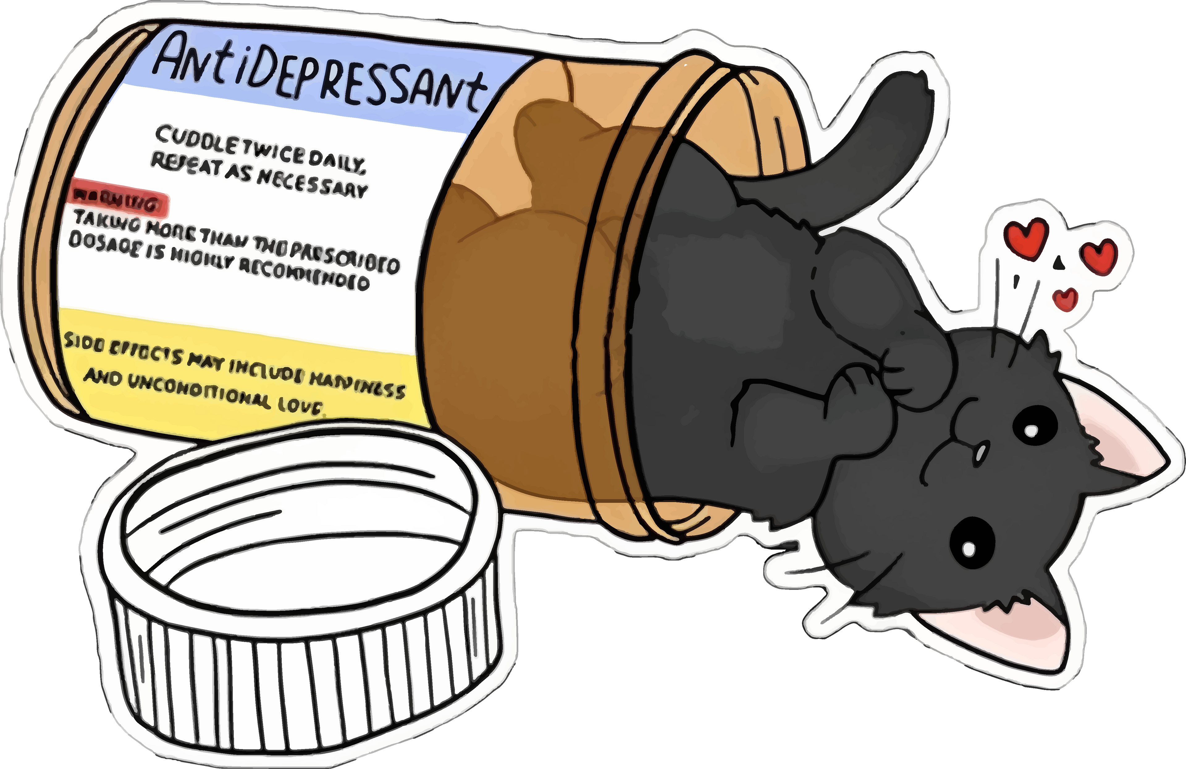 Cute Cat Antidepressant Vinyl Sticker, Vinyl Decal Sticker