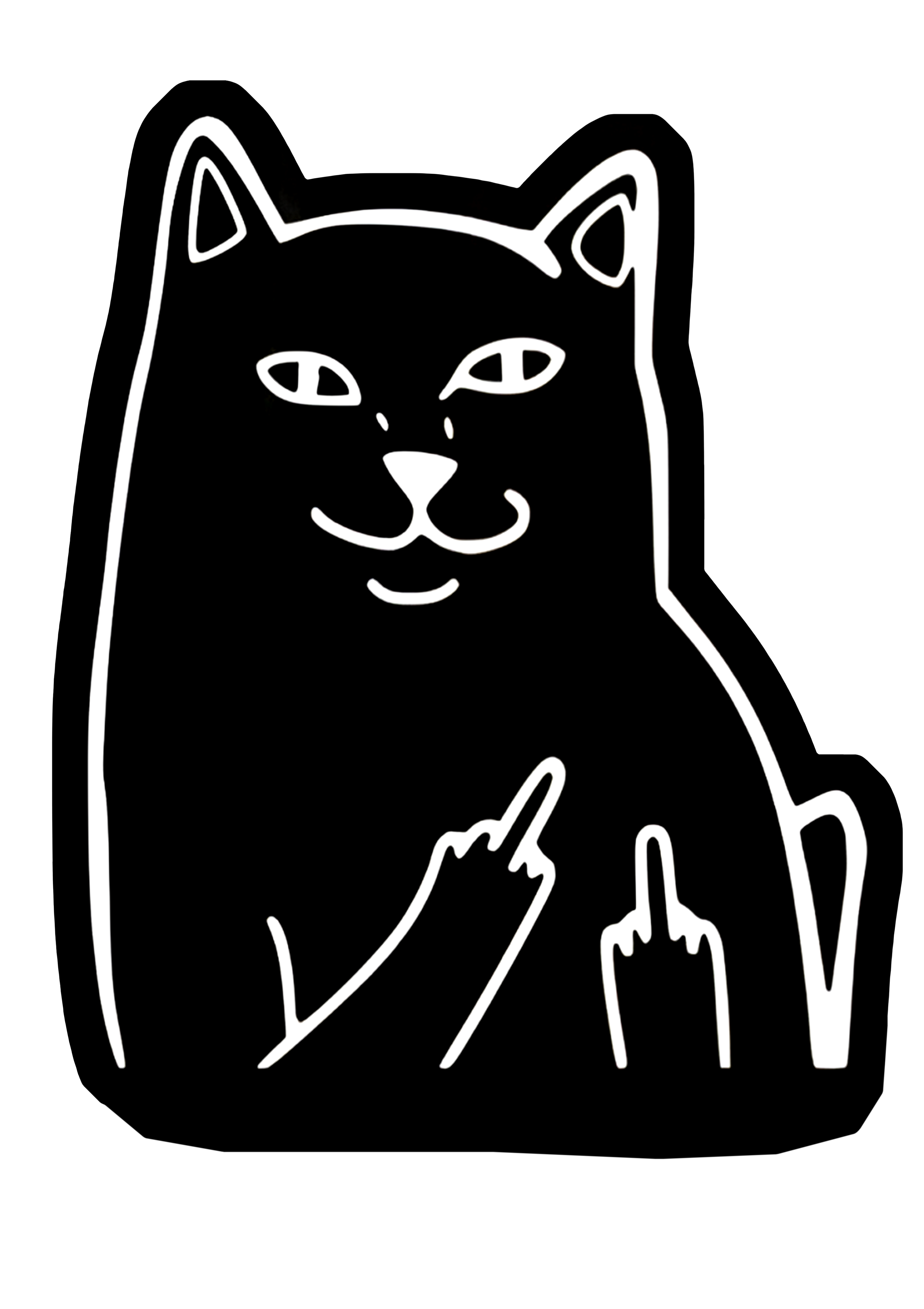 Cat Giving Middle Finger Vinyl Decal
