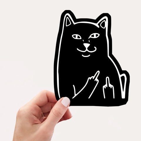 Cat Middle Finger Funny Sticker (ZOO)